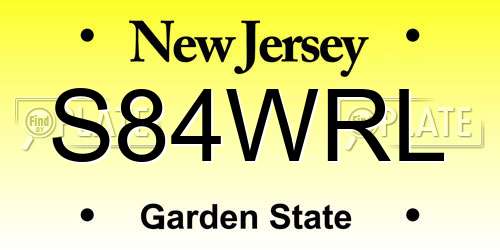 S84WRL New Jersey License Plate