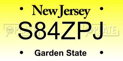S84ZPJ New Jersey License Plate