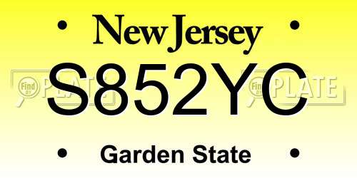 S852YC New Jersey License Plate