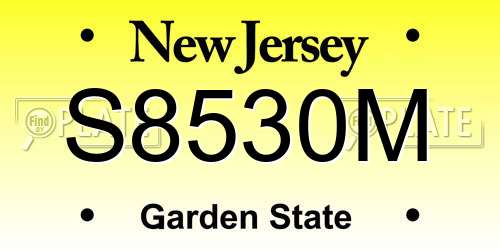 S8530M New Jersey License Plate