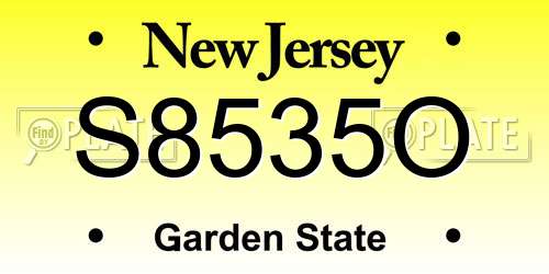 S8535O New Jersey License Plate