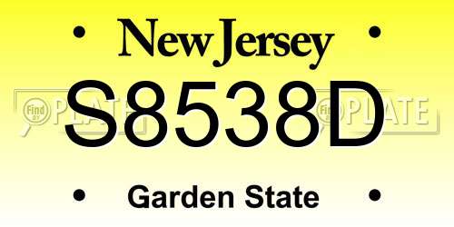 S8538D New Jersey License Plate