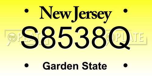 S8538Q New Jersey License Plate