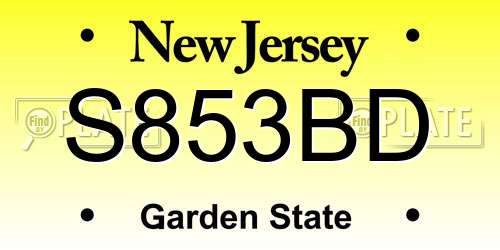 S853BD New Jersey License Plate