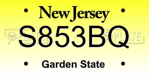 S853BQ New Jersey License Plate