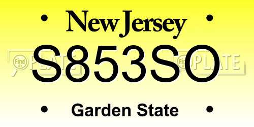 S853SO New Jersey License Plate
