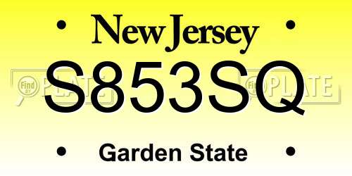 S853SQ New Jersey License Plate