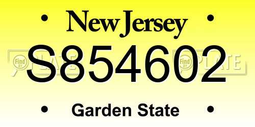 S854602 New Jersey License Plate