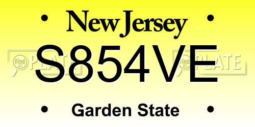 S854VE New Jersey License Plate