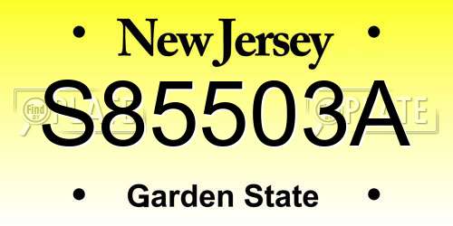 S85503A New Jersey License Plate