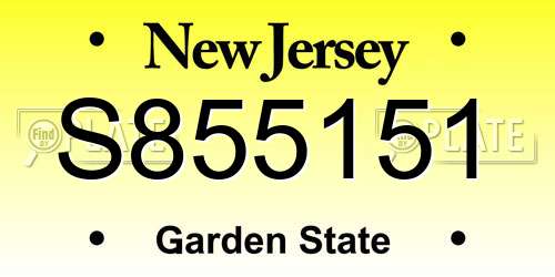 S855151 New Jersey License Plate