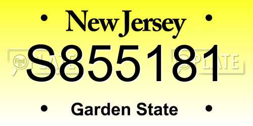 S855181 New Jersey License Plate