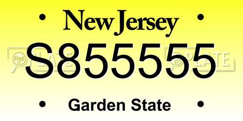 S855555 New Jersey License Plate