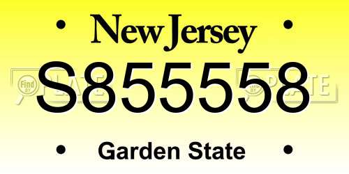 S855558 New Jersey License Plate