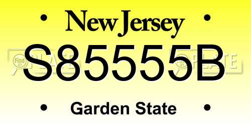S85555B New Jersey License Plate