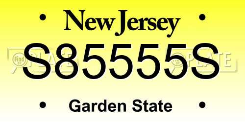 S85555S New Jersey License Plate