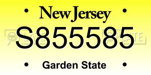 S855585 New Jersey License Plate