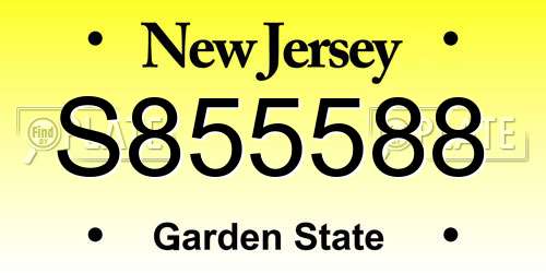S855588 New Jersey License Plate