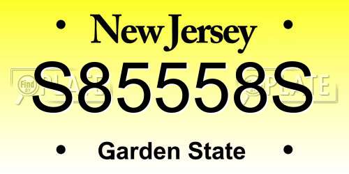 S85558S New Jersey License Plate