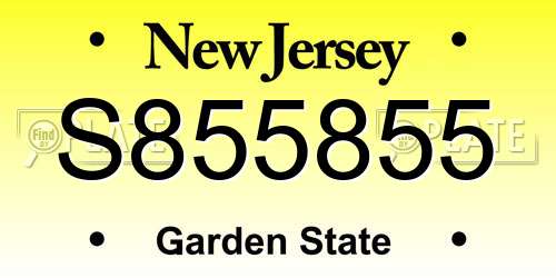 S855855 New Jersey License Plate