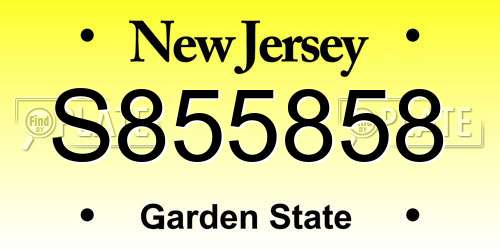 S855858 New Jersey License Plate
