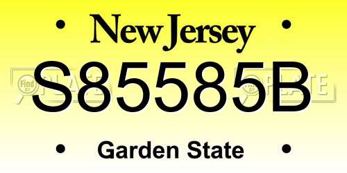 S85585B New Jersey License Plate