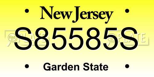 S85585S New Jersey License Plate