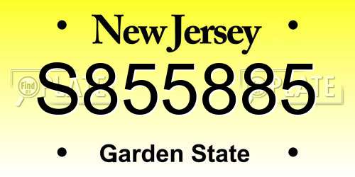 S855885 New Jersey License Plate
