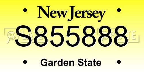 S855888 New Jersey License Plate