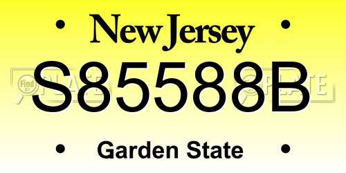 S85588B New Jersey License Plate