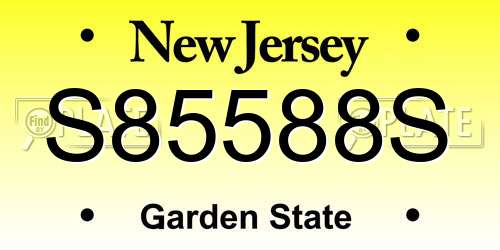 S85588S New Jersey License Plate