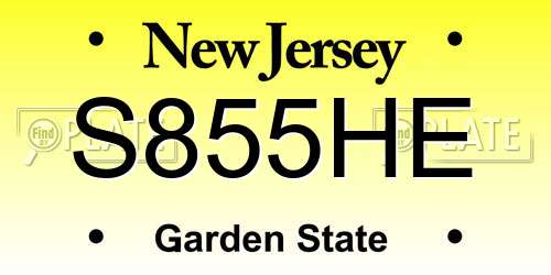 S855HE New Jersey License Plate