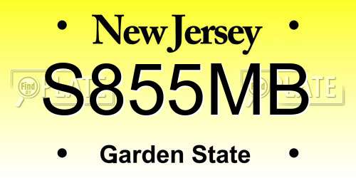 S855MB New Jersey License Plate