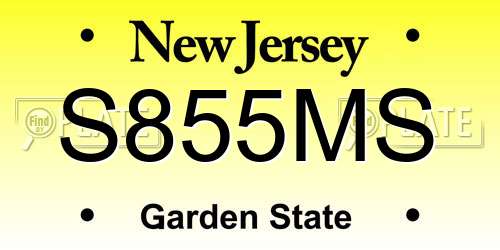 S855MS New Jersey License Plate