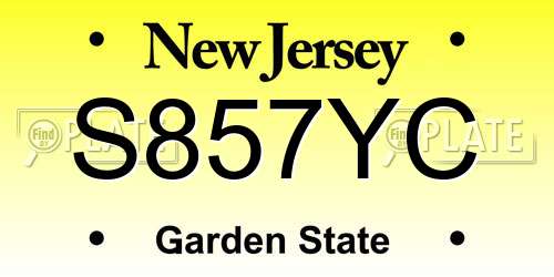S857YC New Jersey License Plate