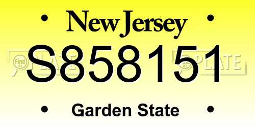S858151 New Jersey License Plate