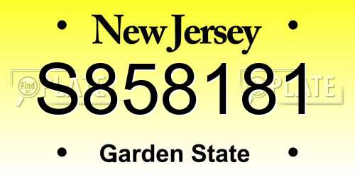 S858181 New Jersey License Plate