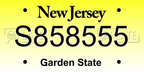 S858555 New Jersey License Plate