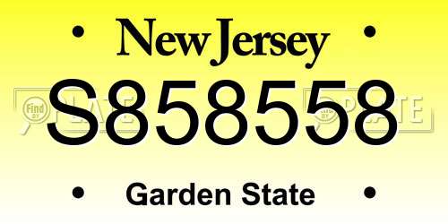 S858558 New Jersey License Plate