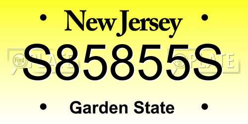S85855S New Jersey License Plate