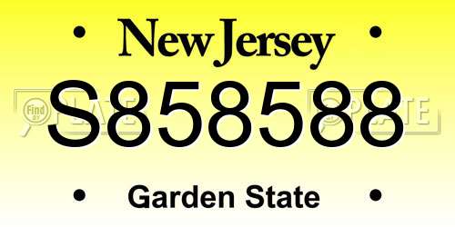 S858588 New Jersey License Plate