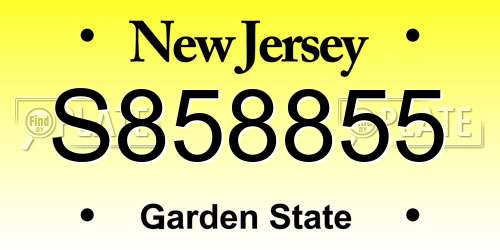 S858855 New Jersey License Plate