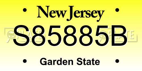 S85885B New Jersey License Plate