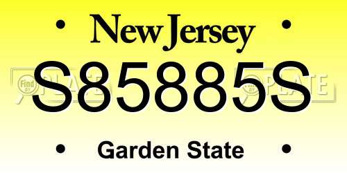 S85885S New Jersey License Plate