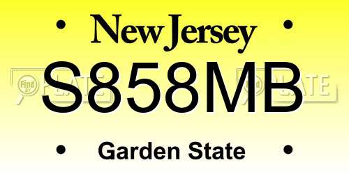S858MB New Jersey License Plate