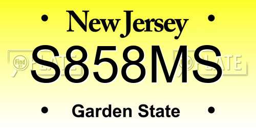 S858MS New Jersey License Plate