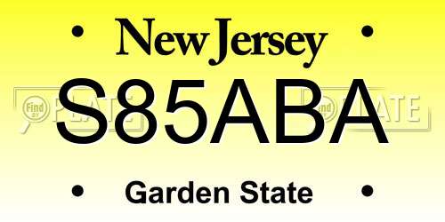 S85ABA New Jersey License Plate