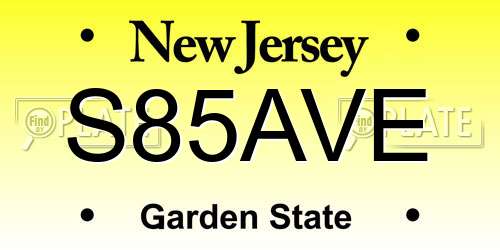 S85AVE New Jersey License Plate
