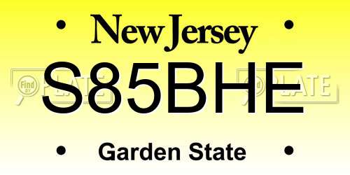 S85BHE New Jersey License Plate