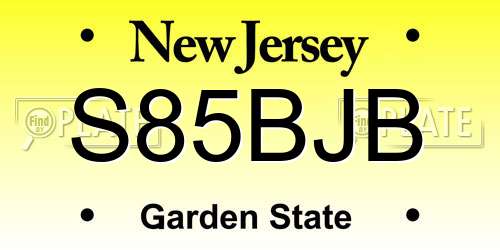 S85BJB New Jersey License Plate